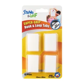 SuperGrip White Hook and Loop Tabs (12 Pairs)