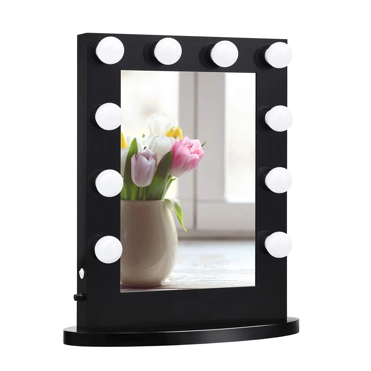 Tangkula Hollywood Makeup Vanity Mirror with Lights, Standing Vanity Makeup Mirror with Detachable Base