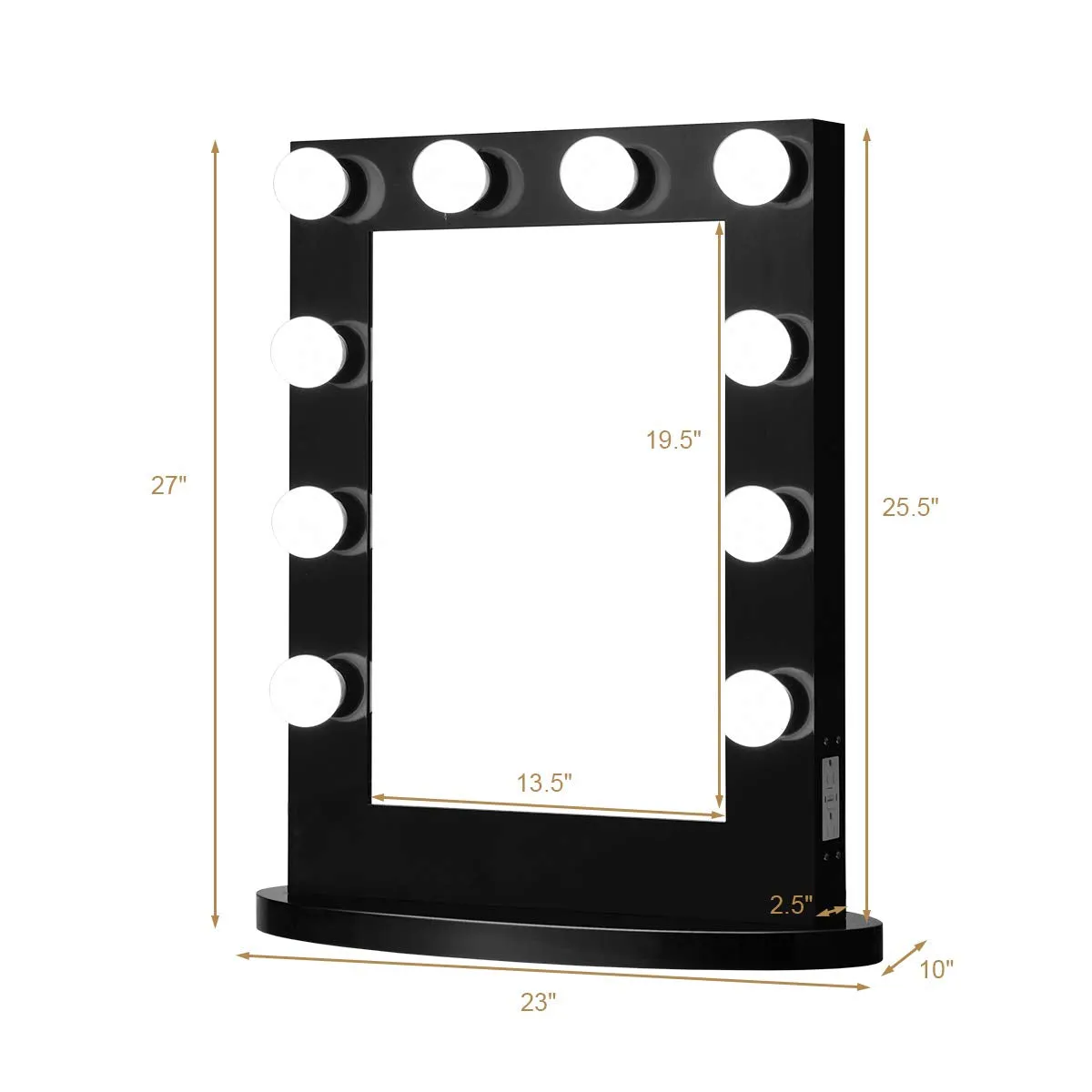 Tangkula Hollywood Makeup Vanity Mirror with Lights, Standing Vanity Makeup Mirror with Detachable Base