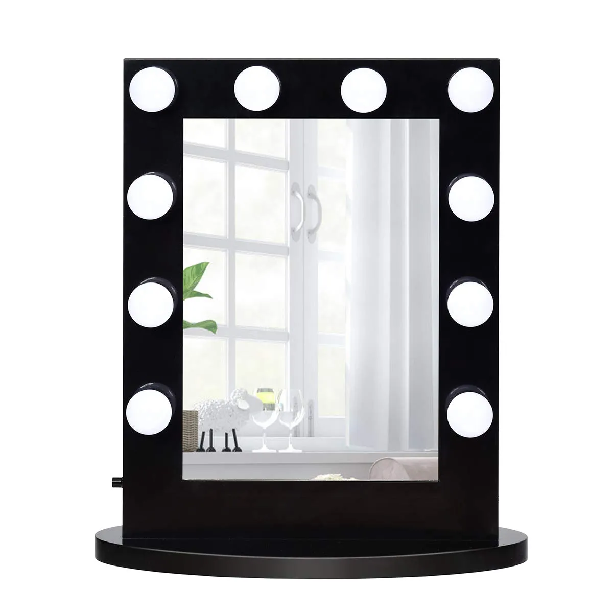Tangkula Hollywood Makeup Vanity Mirror with Lights, Standing Vanity Makeup Mirror with Detachable Base