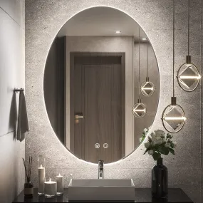 TETOTE 24x32 LED Oval Mirror Backlit,Dimmable Antifog Mirror with Lights Wall Mounted Vanity Mirror Lighted