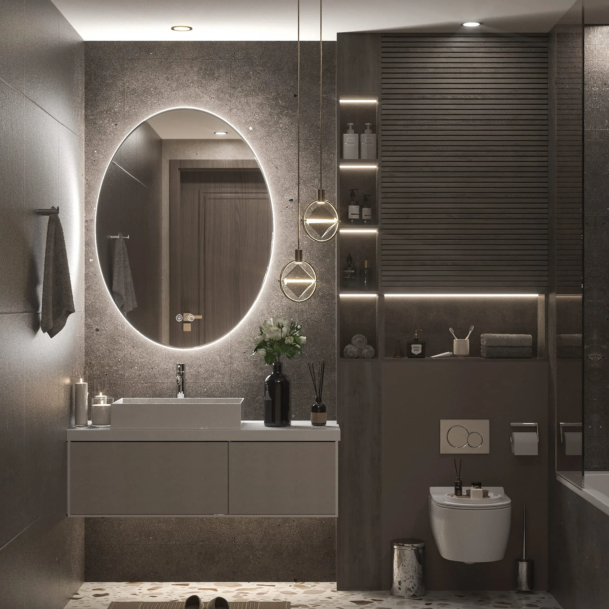 TETOTE 24x32 LED Oval Mirror Backlit,Dimmable Antifog Mirror with Lights Wall Mounted Vanity Mirror Lighted