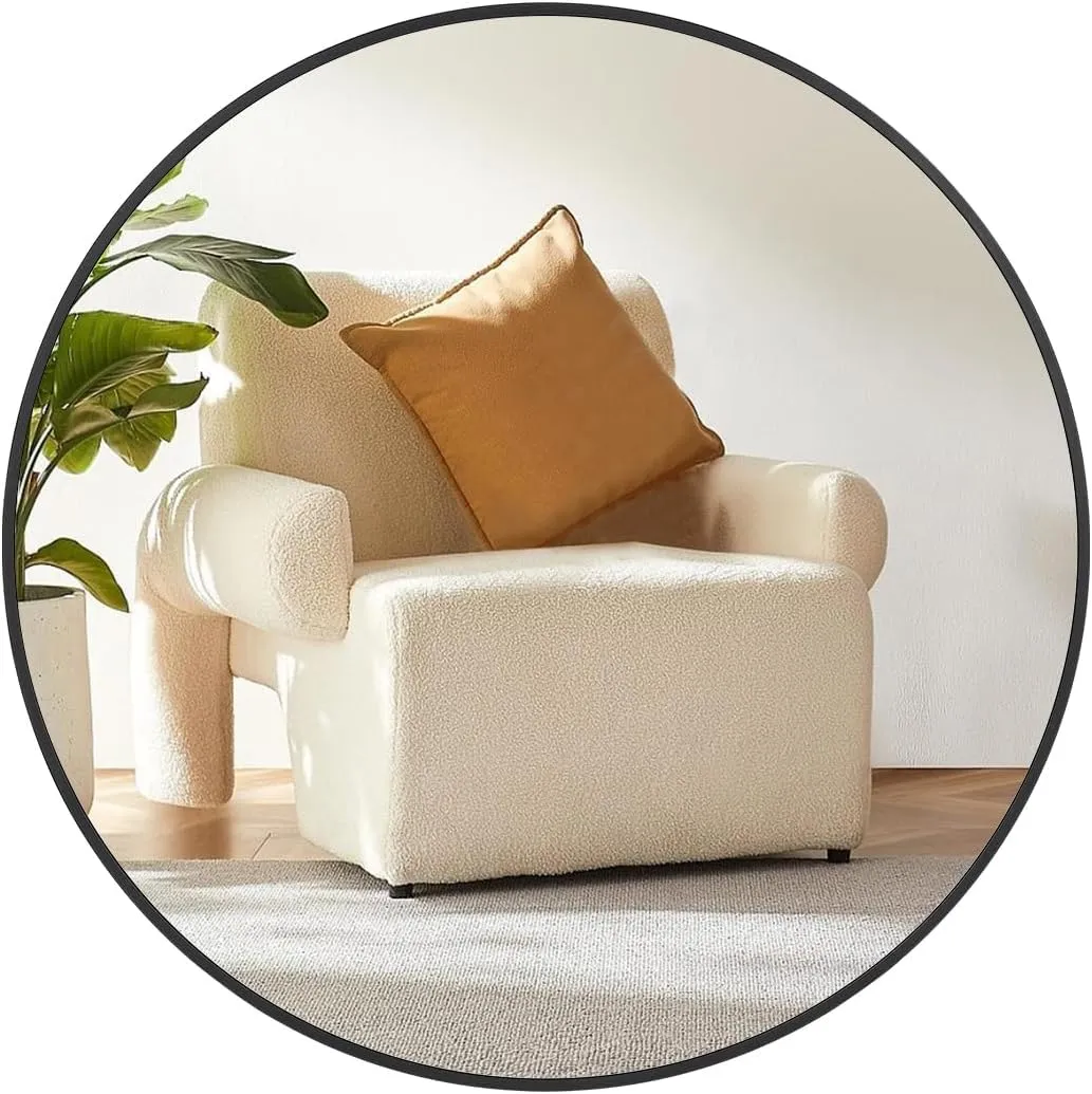 The Artment Your Artistic Apartment Lucid High Definition Round Shape Wall Mirror For Living Room || Bedroom || Bthroom , Home & Decor 16''-36'' Sizes, with Hanging Stripes (Black Frame, 16 Inch)
