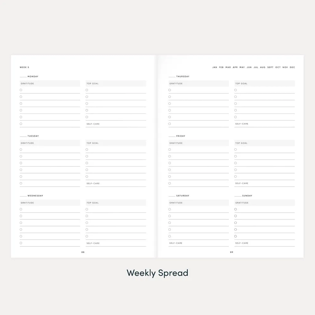 The Self Care Planner, Weekly Edition, Navy Blue Linen