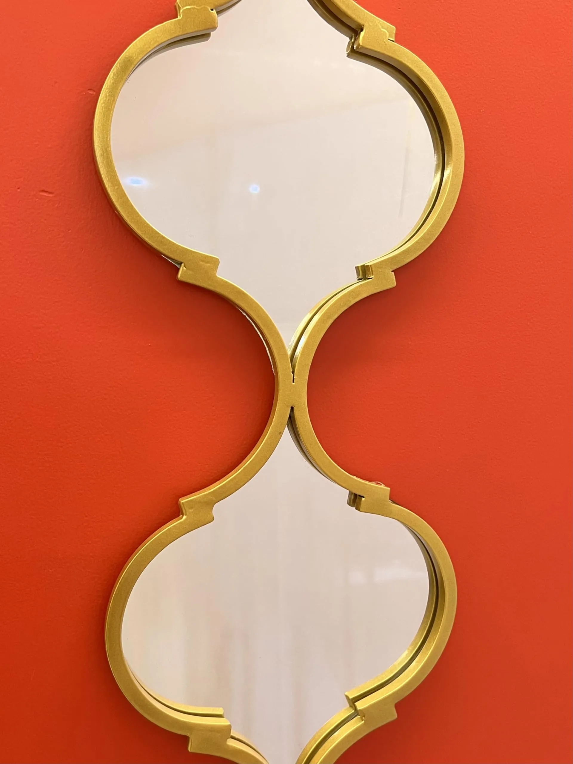 TIMAYA'S Magnum Mirror Set of 2 Golden Tall 4.1 feet Designer Mirror Strips in Antique mughal Cut for Outdoor Indoor Living Room Decor