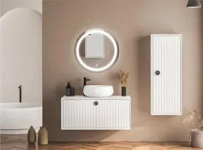 TRYOTONE Round LED Wall Mirror for Bathroom,Wash Basin Mirror 3 LED Lights (Warm,White,Natural White, Size 24 x 24 inch, Framed) (Round_6)