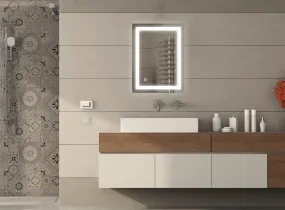 TRYOTONE Squar LED Wall Mirror for Bathroom,Wash Basin Mirror 3 LED Lights (Warm,White,Natural White, Size 18 x 24 inch, Framed) (Square_4)