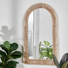 Tulum Arched Rattan & Metal Mirror