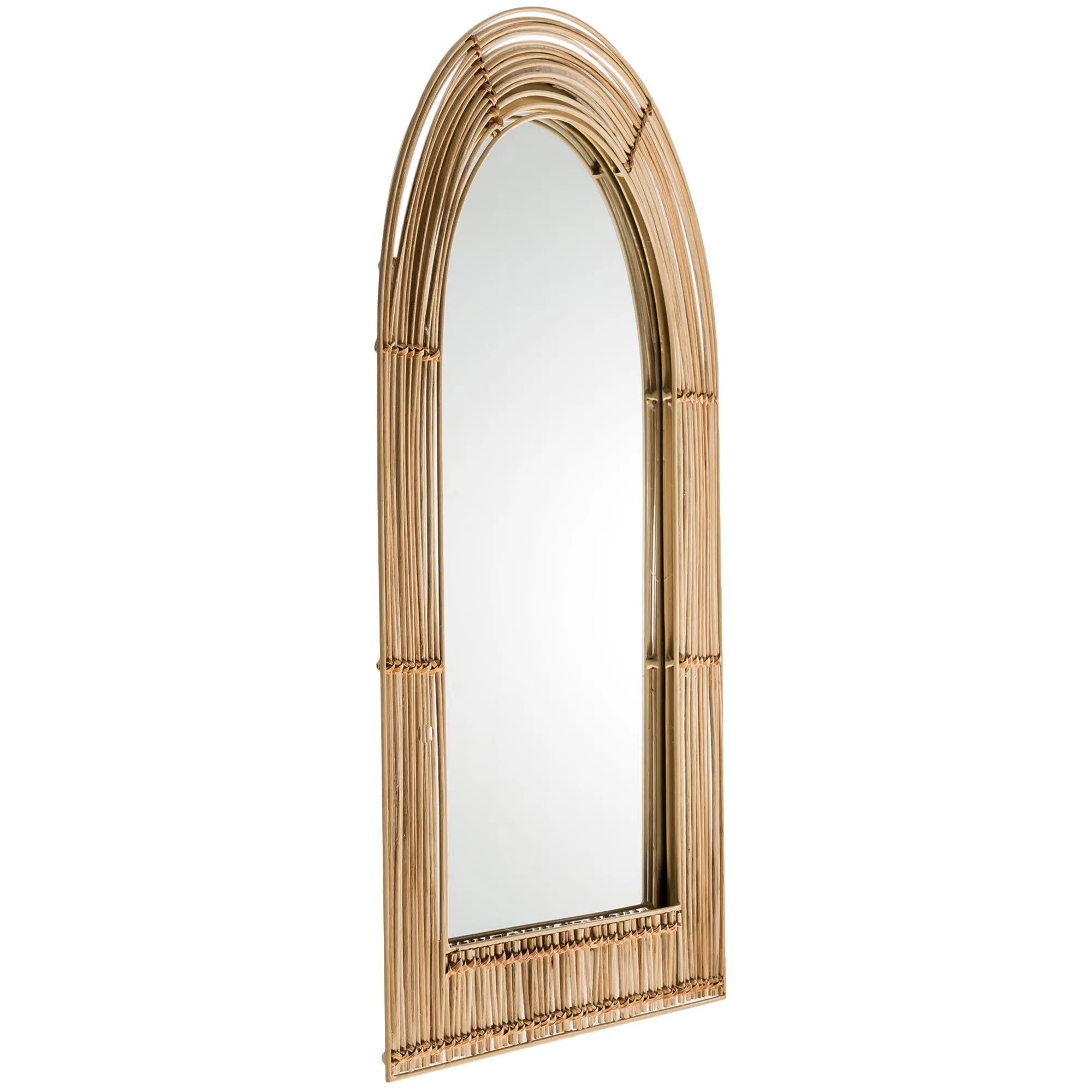 Tulum Arched Rattan & Metal Mirror