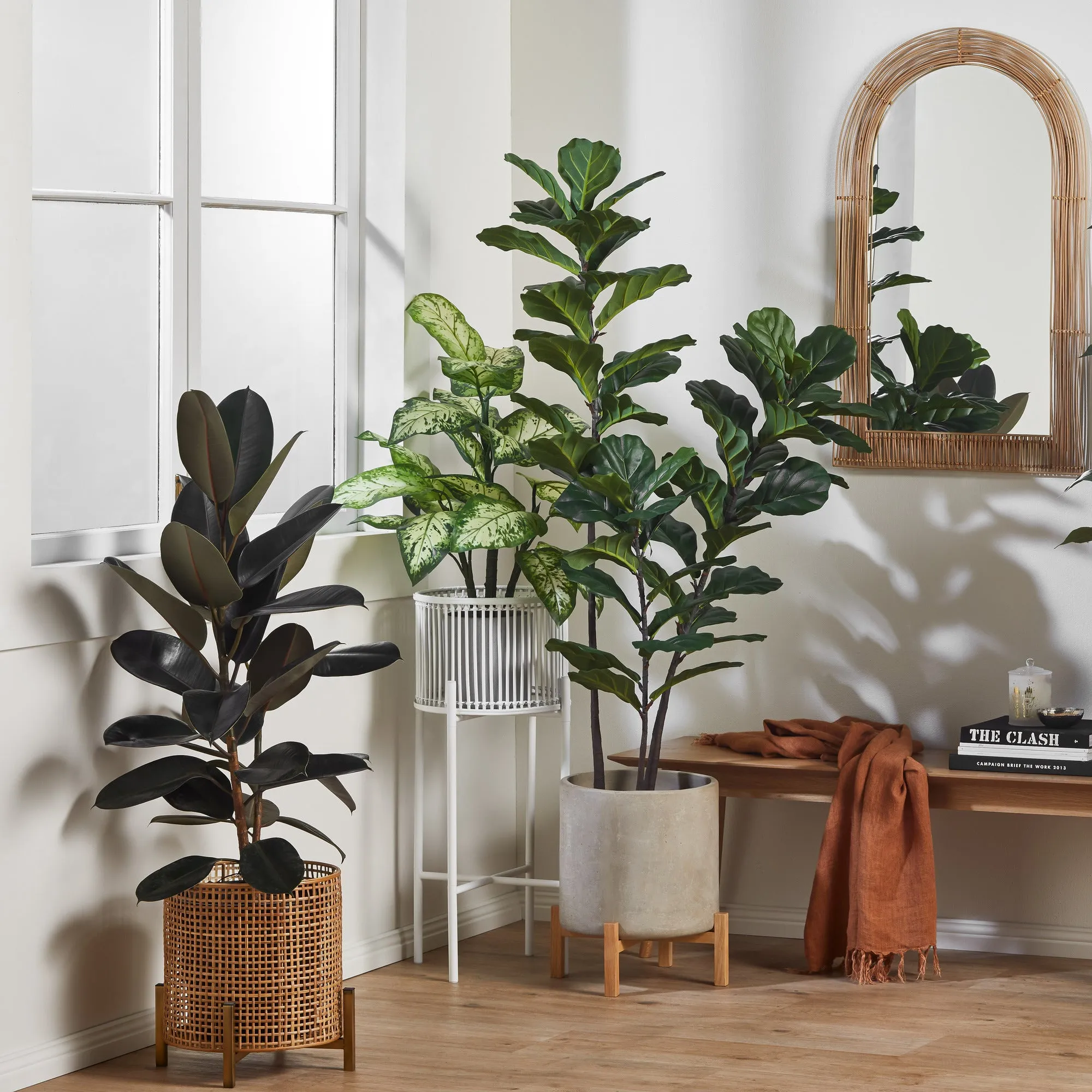 Tulum Arched Rattan & Metal Mirror