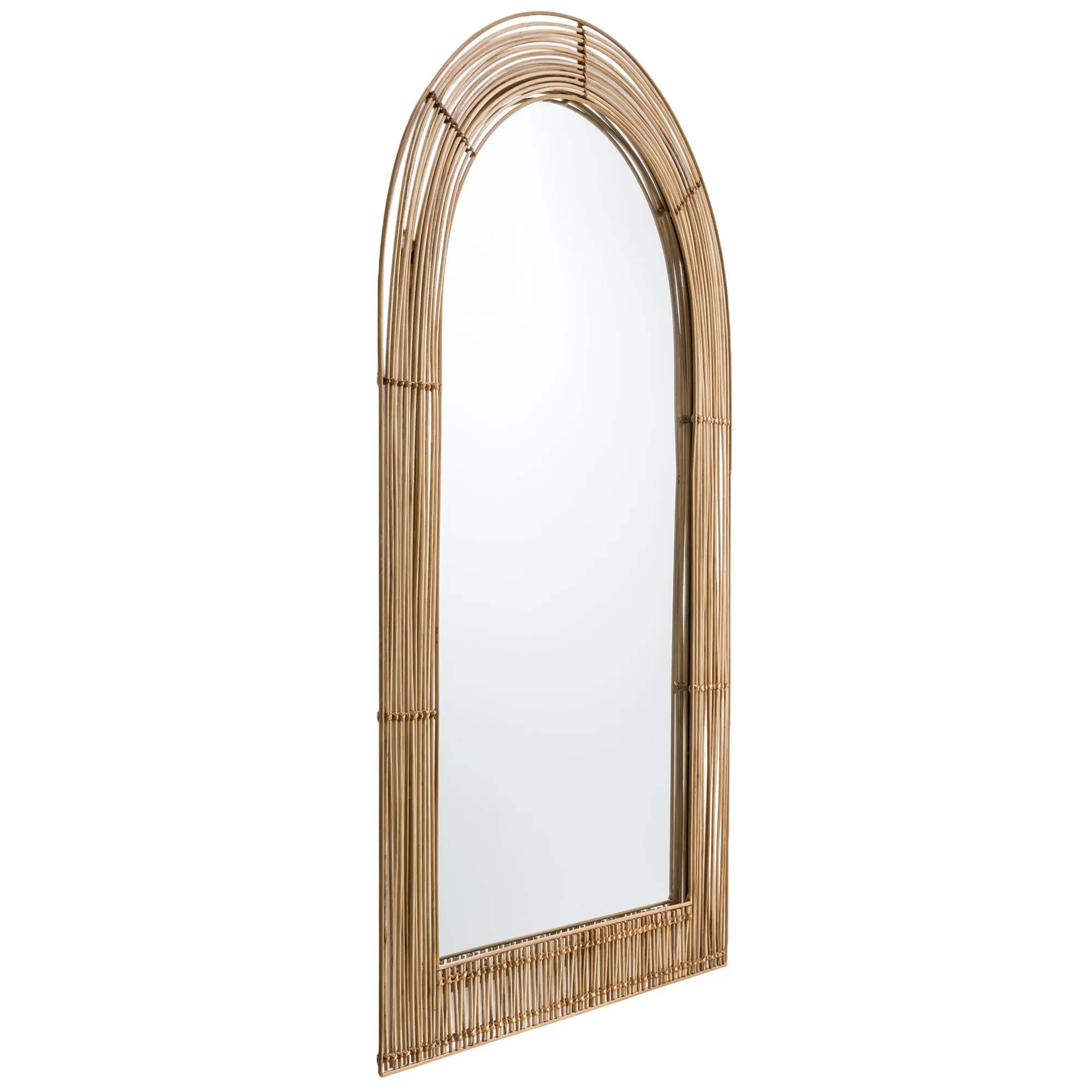 Tulum Arched Rattan & Metal Mirror