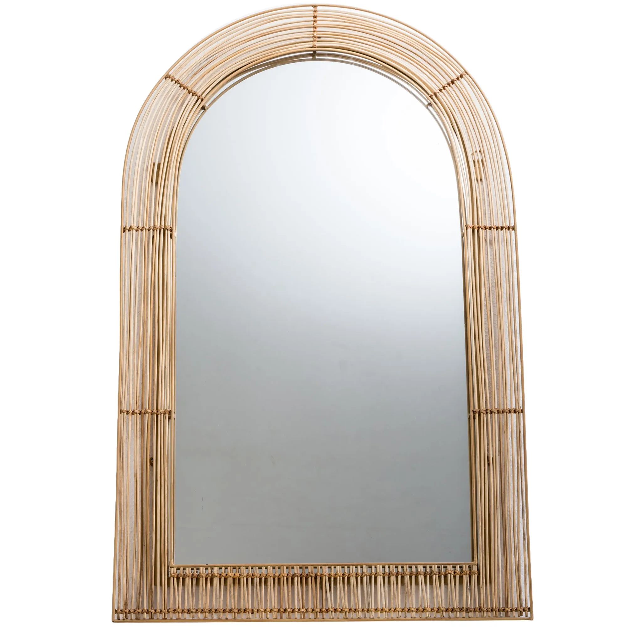 Tulum Arched Rattan & Metal Mirror