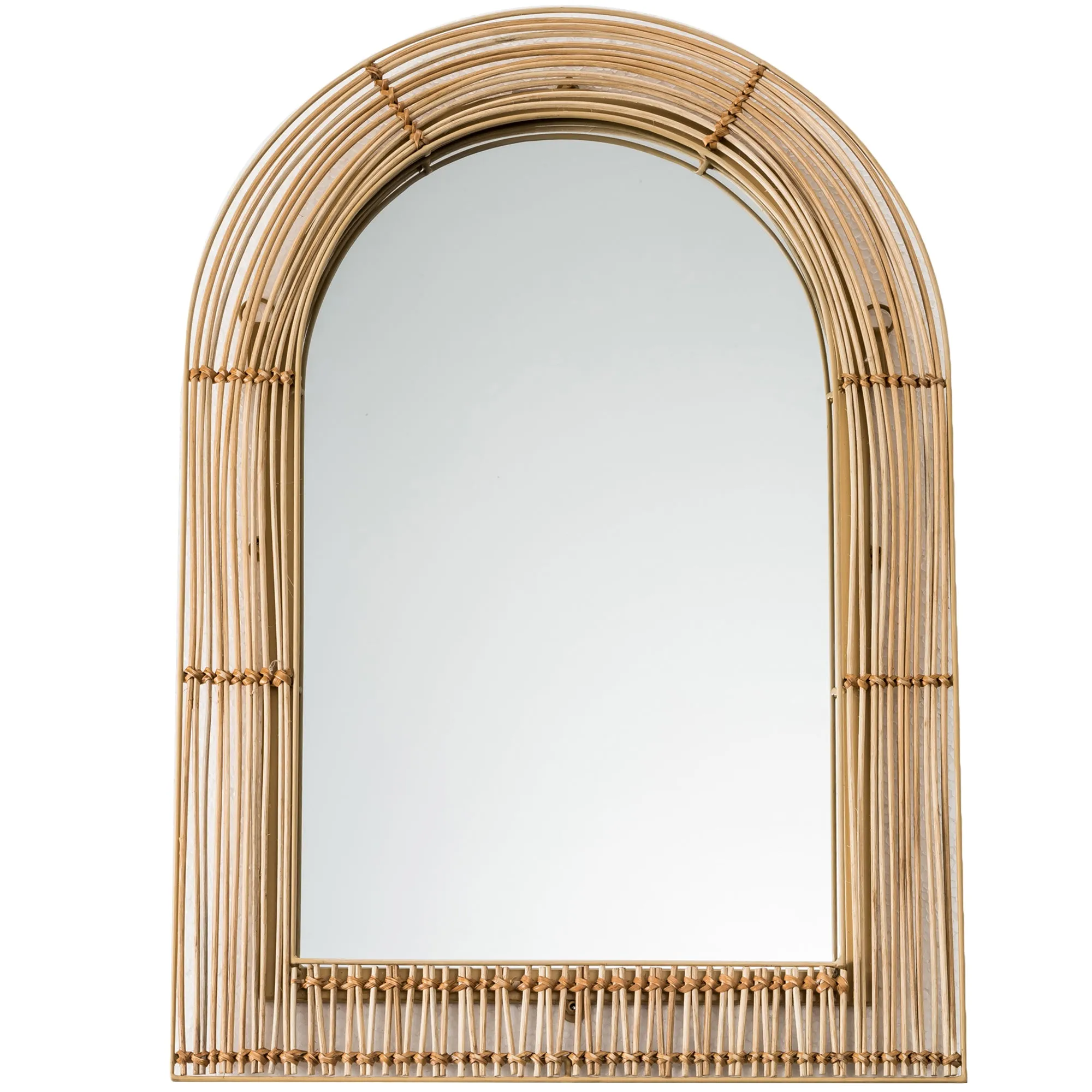 Tulum Arched Rattan & Metal Mirror