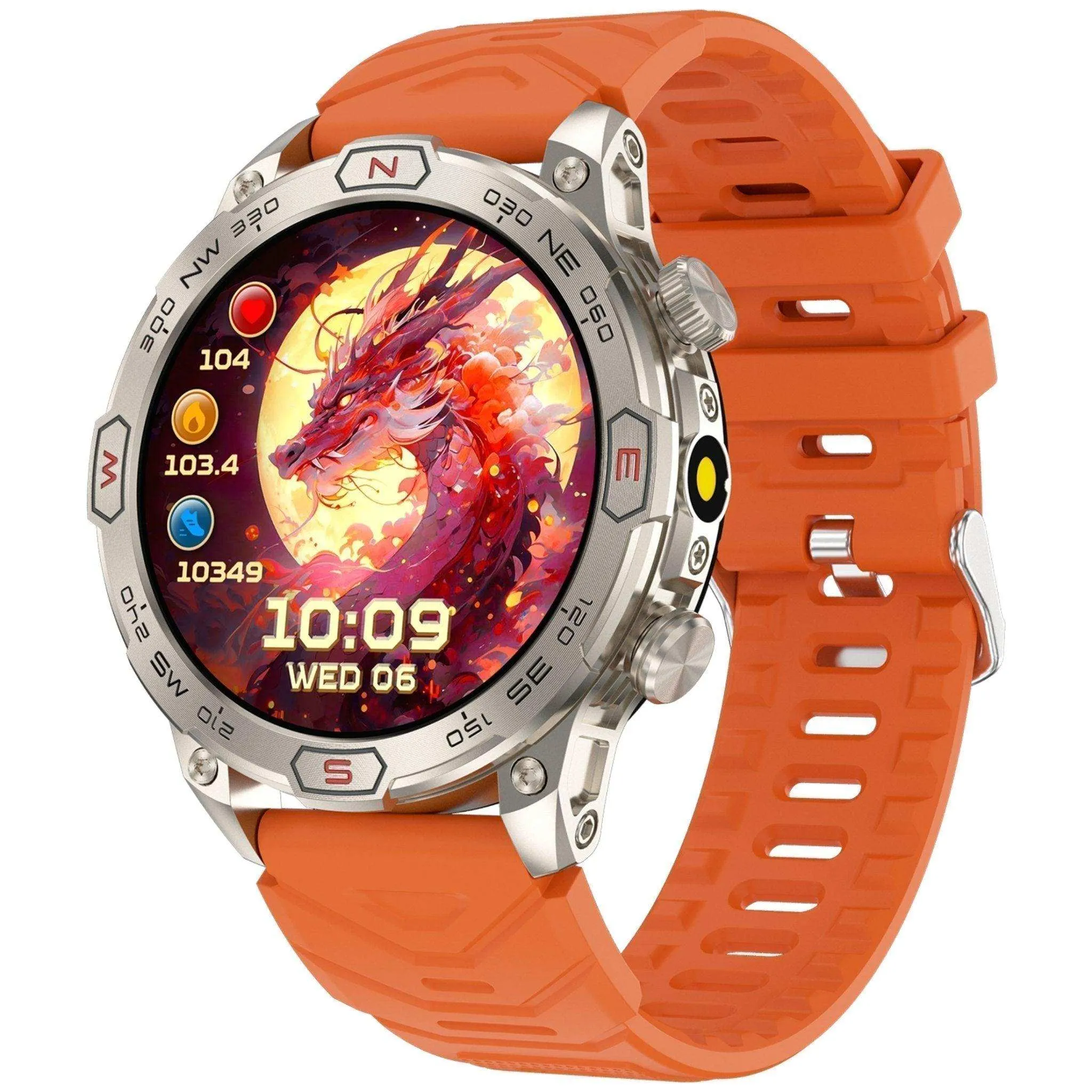 TUTT KC86 AMOLED Zinc Alloy Rugged Outdoor Smart Watch | Compass Barometer Altimeter 1 ATM Waterproof Emergency LED Flashlight | Sport Health Monitor Men Women Long 450 mAh Battery