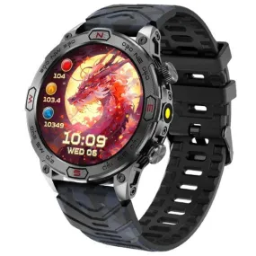 TUTT KC86 AMOLED Zinc Alloy Rugged Outdoor Smart Watch | Compass Barometer Altimeter 1 ATM Waterproof Emergency LED Flashlight | Sport Health Monitor Men Women Long 450 mAh Battery