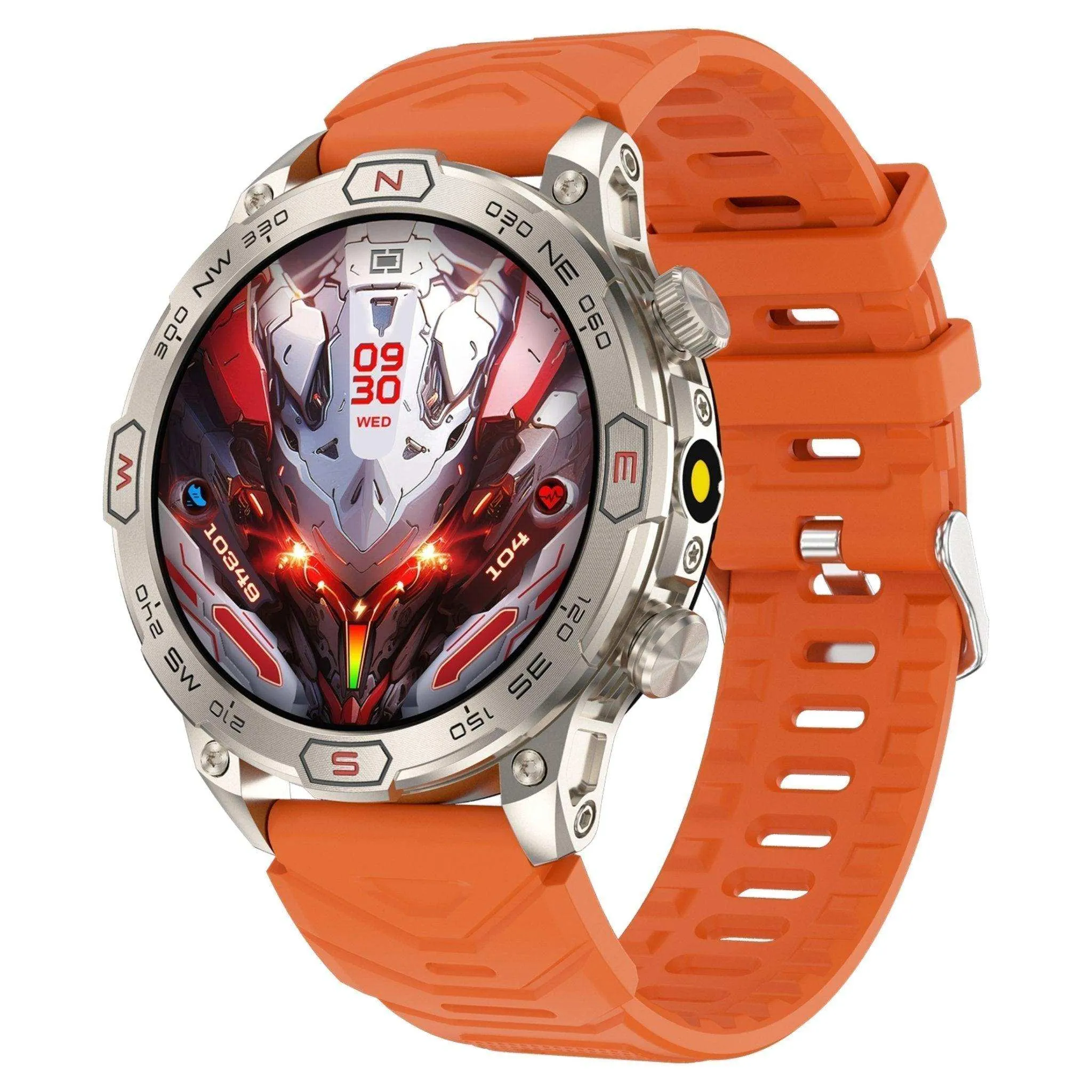 TUTT KC86 AMOLED Zinc Alloy Rugged Outdoor Smart Watch | Compass Barometer Altimeter 1 ATM Waterproof Emergency LED Flashlight | Sport Health Monitor Men Women Long 450 mAh Battery
