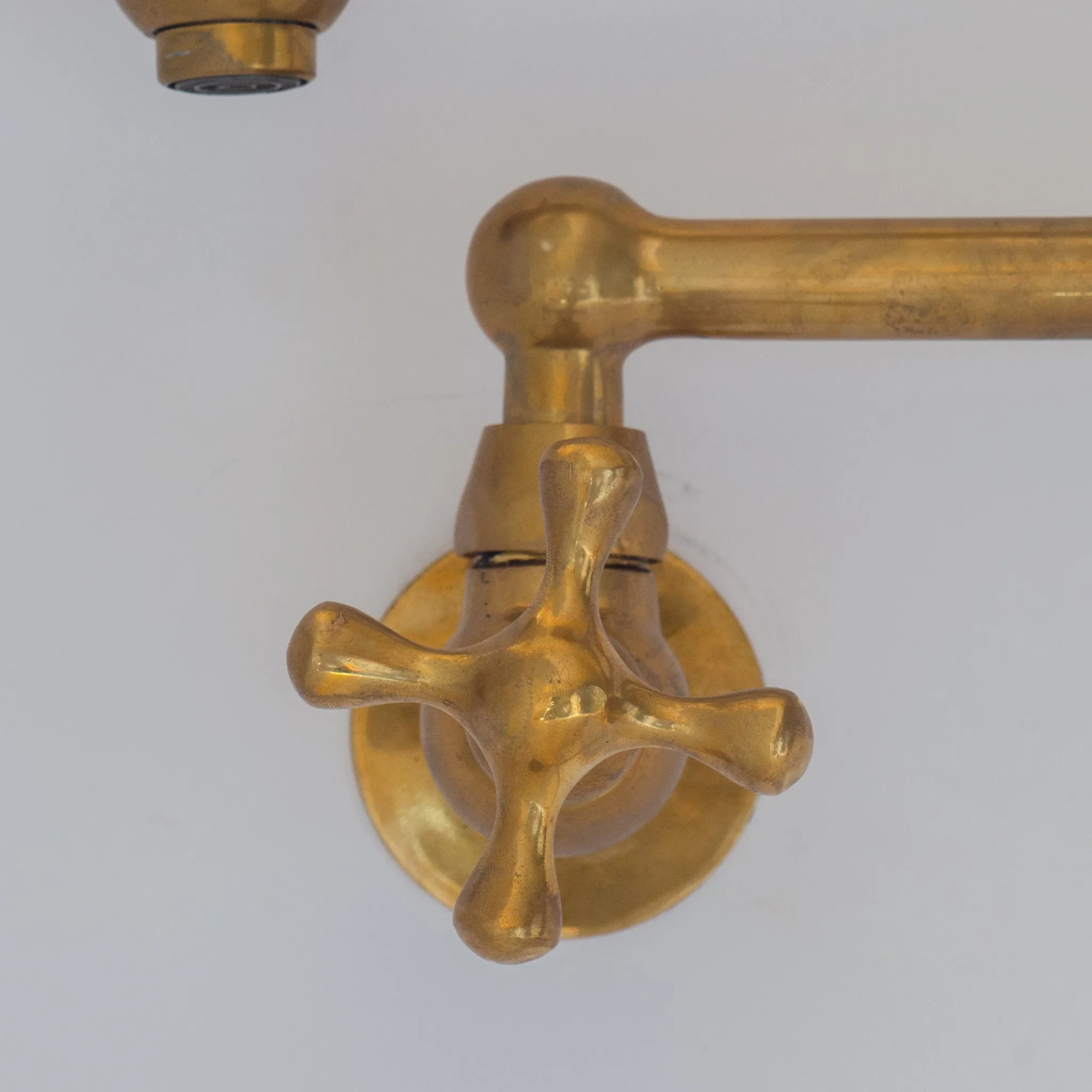 Unlacquered Brass Kitchen Folding Faucet - Brass Wall Mount Pot Filler