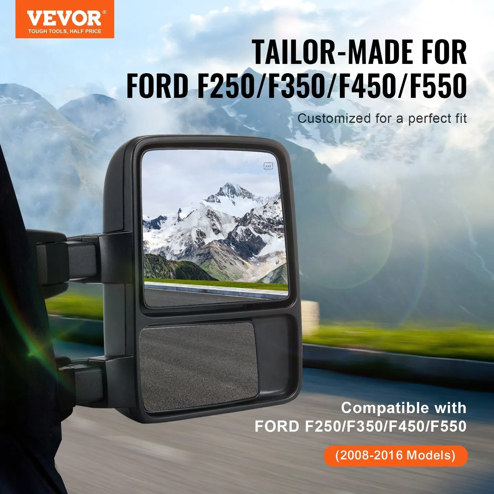 VEVOR Towing Mirrors, Left & Right Pair Set for 2008-2016 Ford