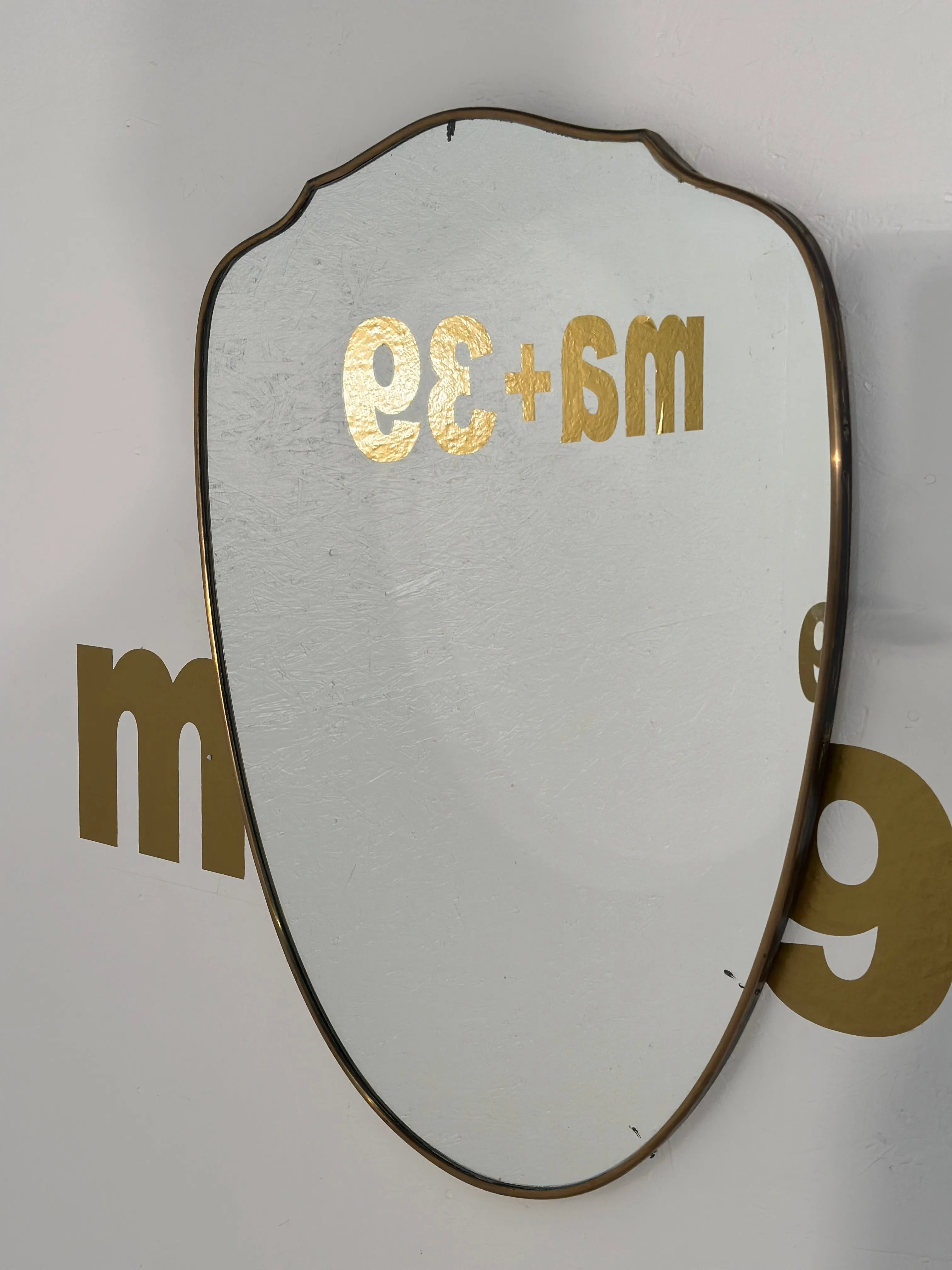 Vintage Italian Wave Brass Wall Mirror 1960s