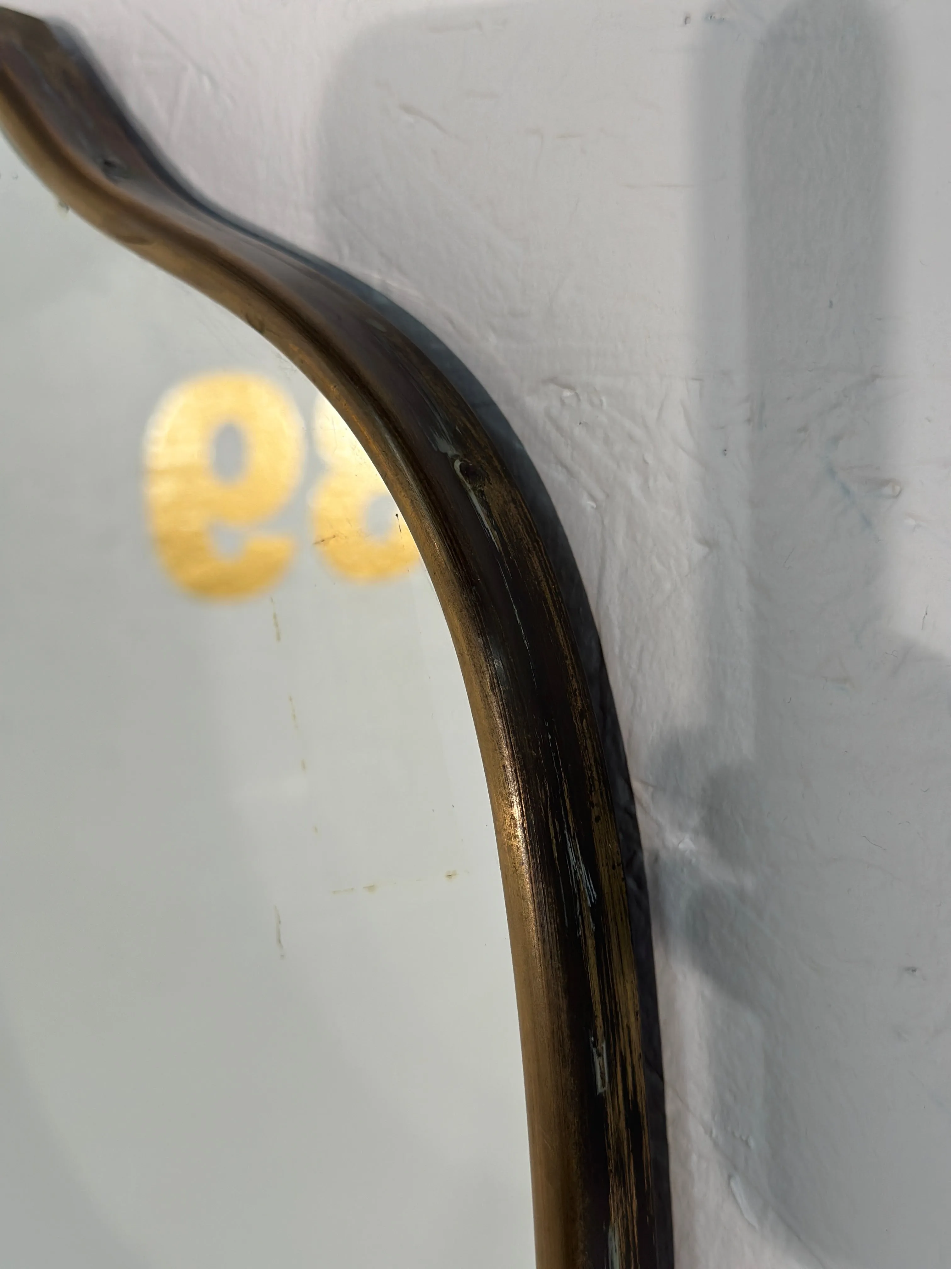 Vintage Italian Wave Brass Wall Mirror 1960s