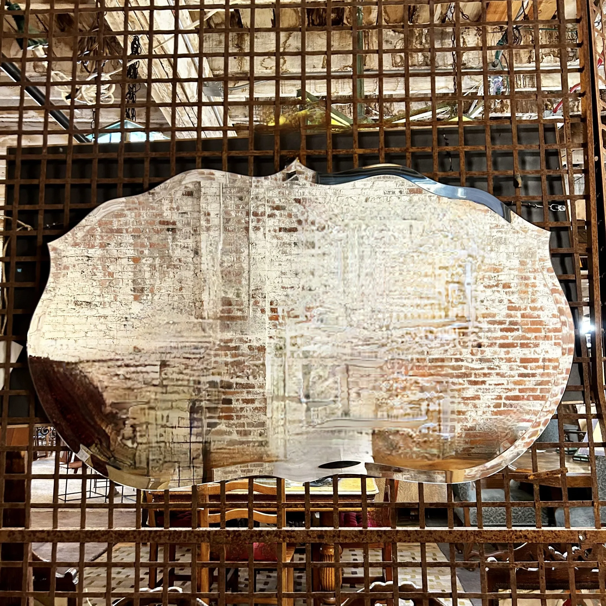Wall Mirror, Beveled Edge, Oblong, Horizontally Hung, Curved Edges