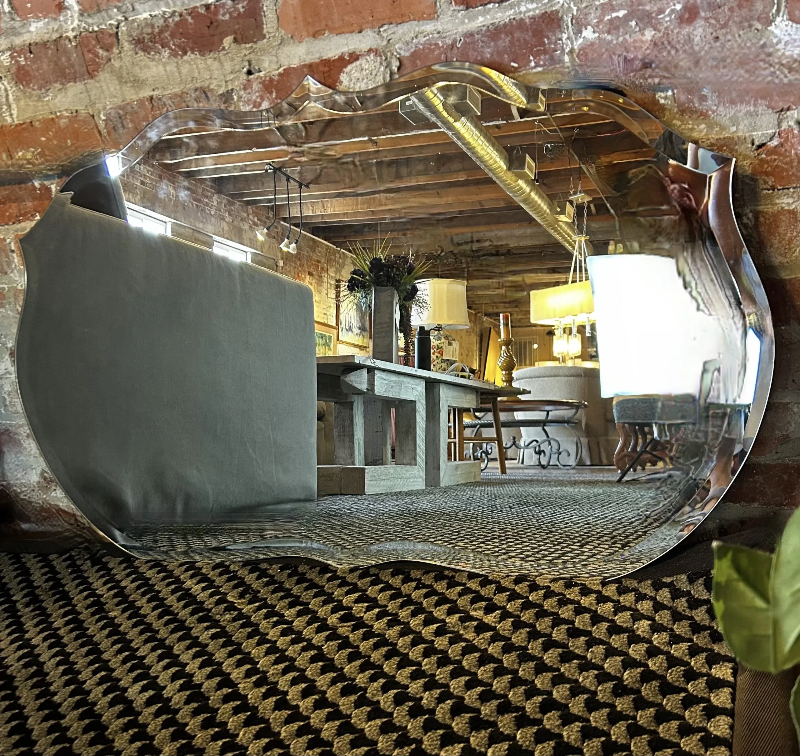 Wall Mirror, Beveled Edge, Oblong, Horizontally Hung, Curved Edges