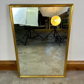 Wall Mirror with Golden Bamboo Look Painted Frame, Vertical