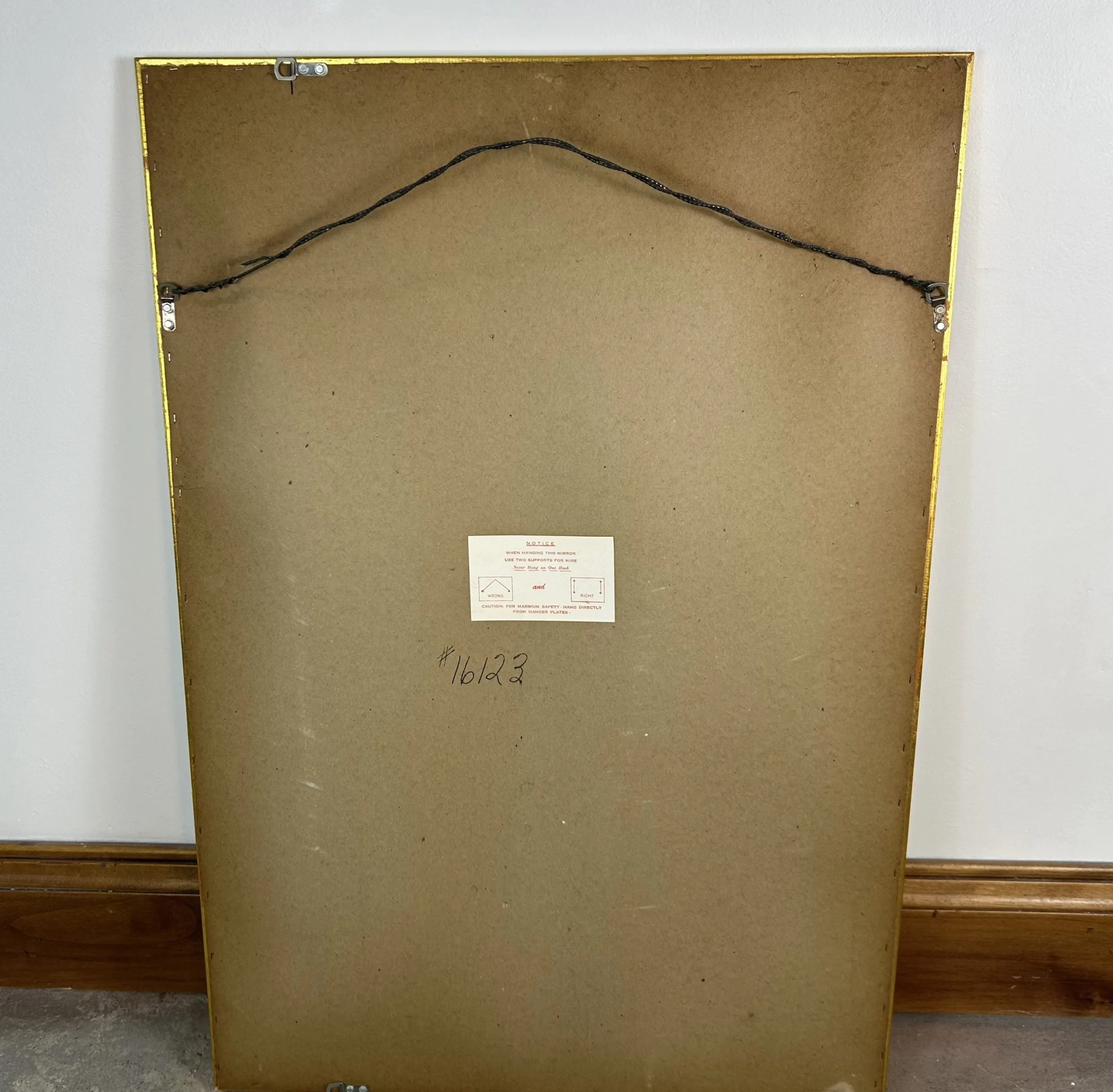 Wall Mirror with Golden Bamboo Look Painted Frame, Vertical