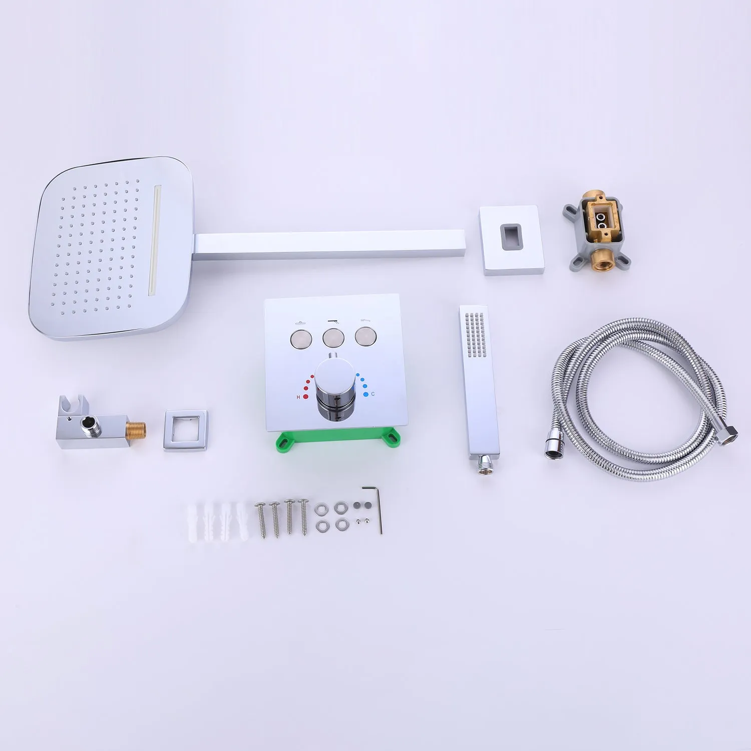 Wall Mount 3-Function Thermostatic Shower System with Rough-In Valve RB1105