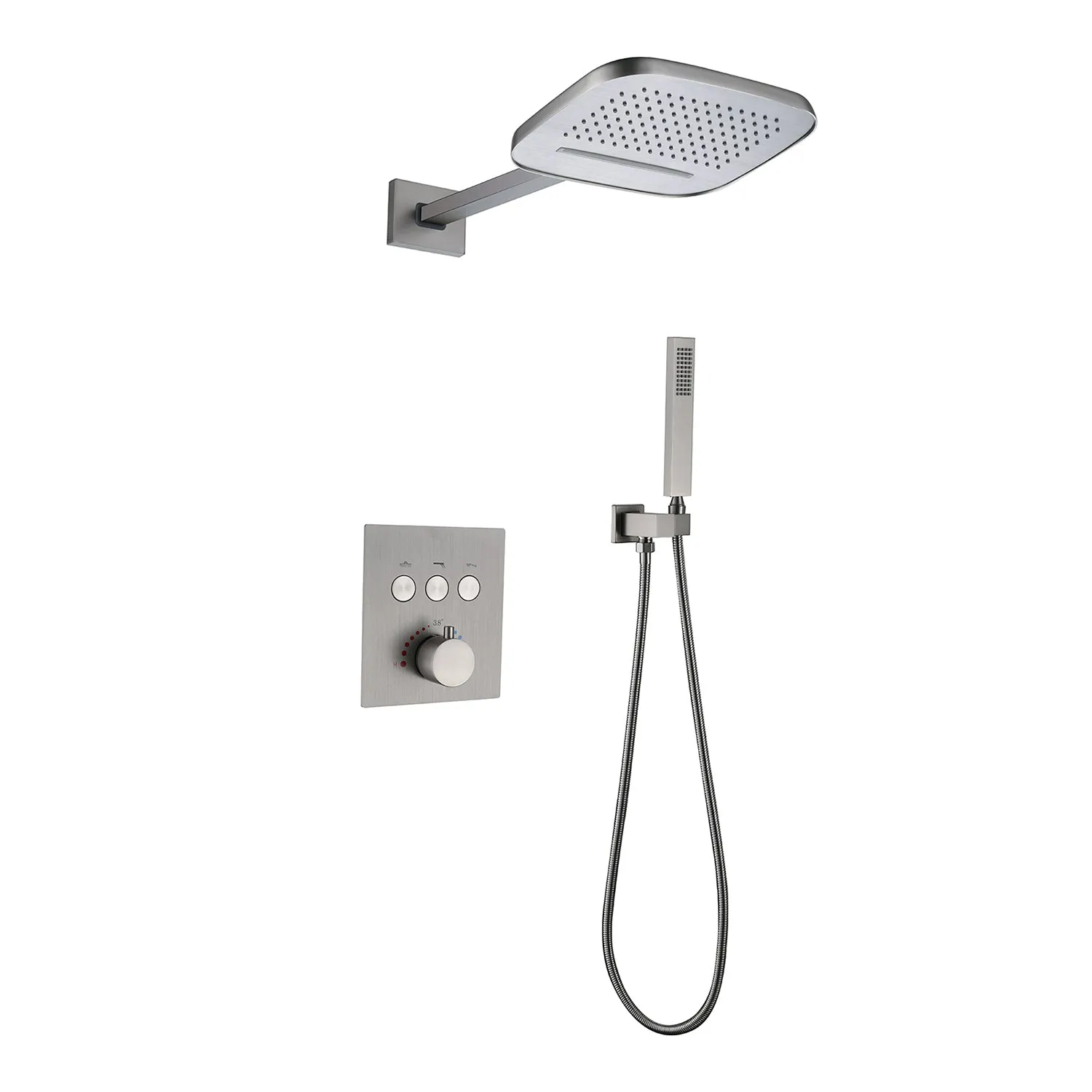 Wall Mount Concealed Thermostatic Waterfall & Rainfall Shower System RB1103