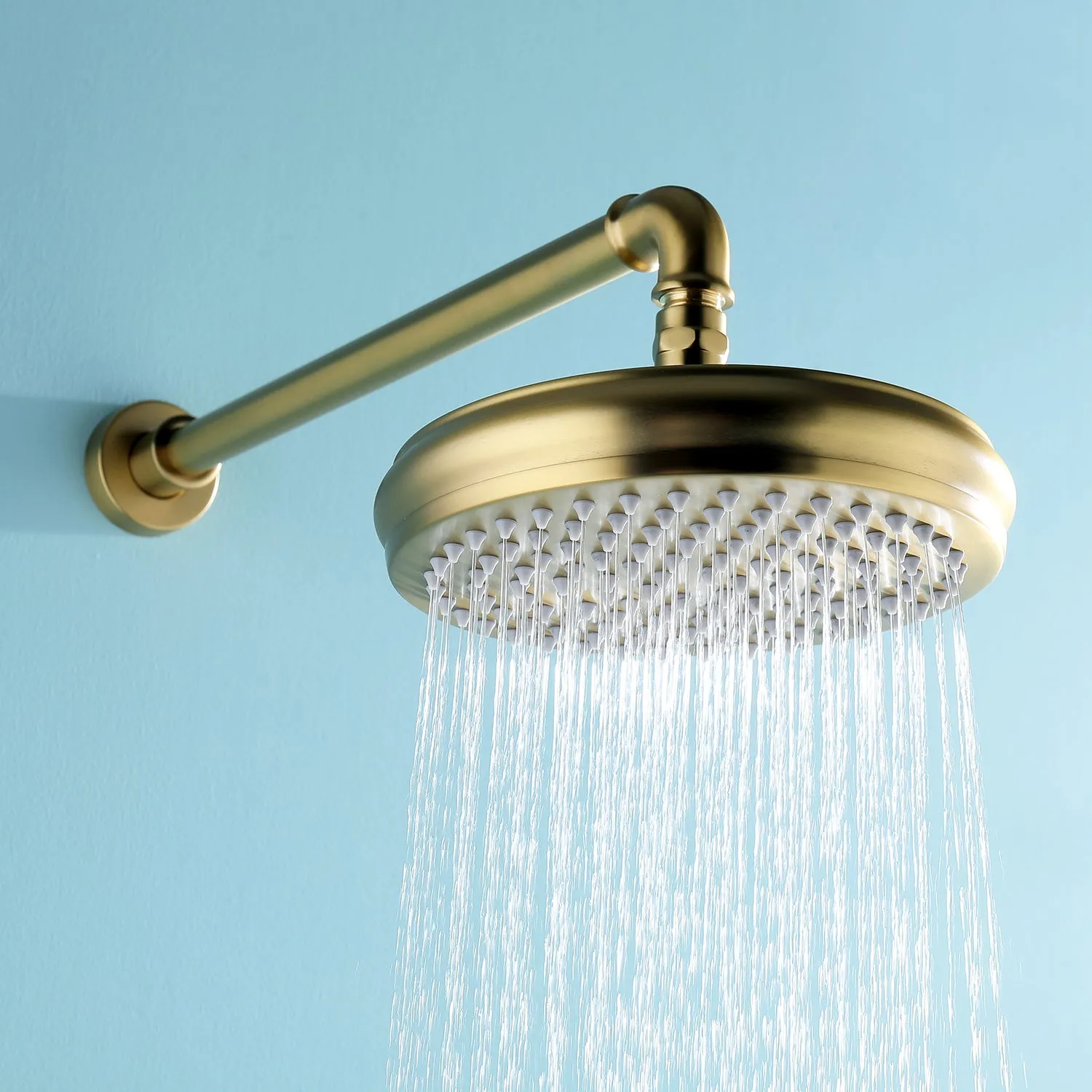 Wall Mount Industrial Style Shower System 2-Function Brushed Gold RB1148