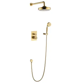 Wall Mount Industrial Style Shower System 2-Function Brushed Gold RB1148
