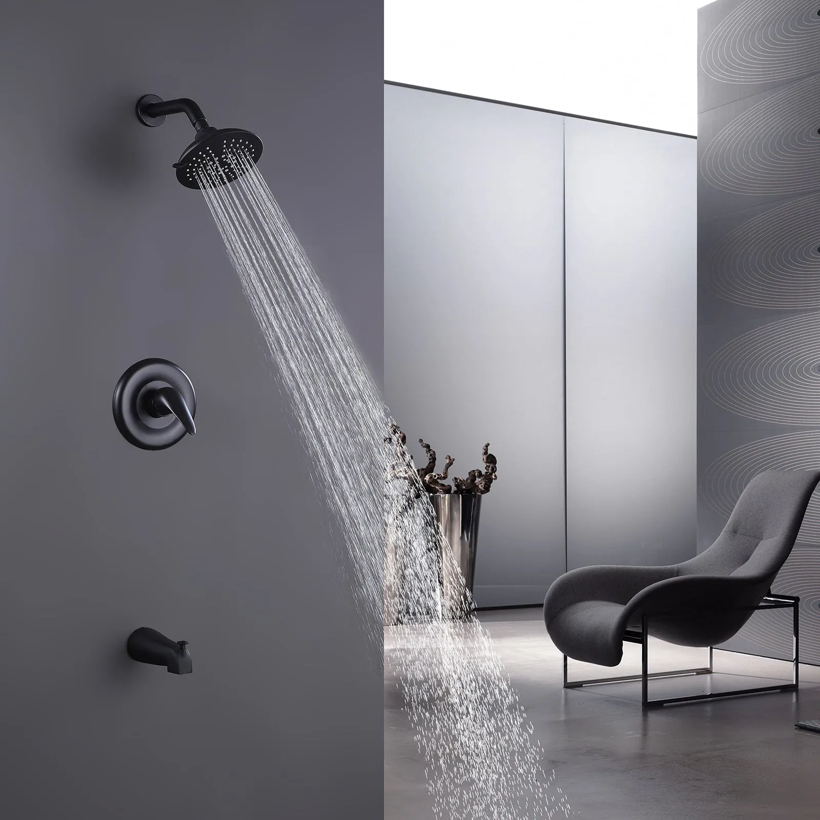 Wall Mount Pressure-Balanced Rainfall Shower Fixtures with Tub Spout RB0905