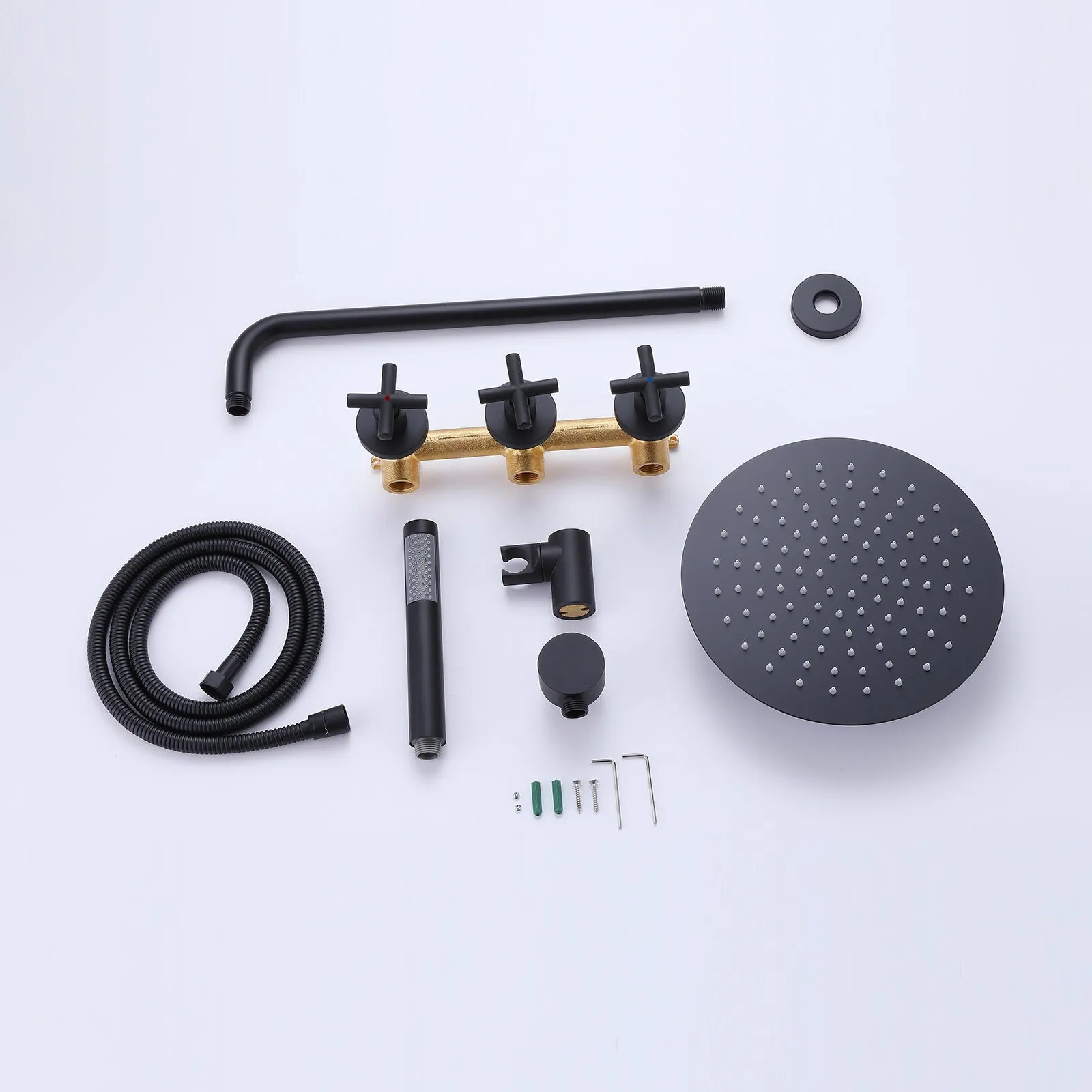 Wall Mount Shower Faucet with Separate Hot and Cold Handles Brushed Gold RB0875