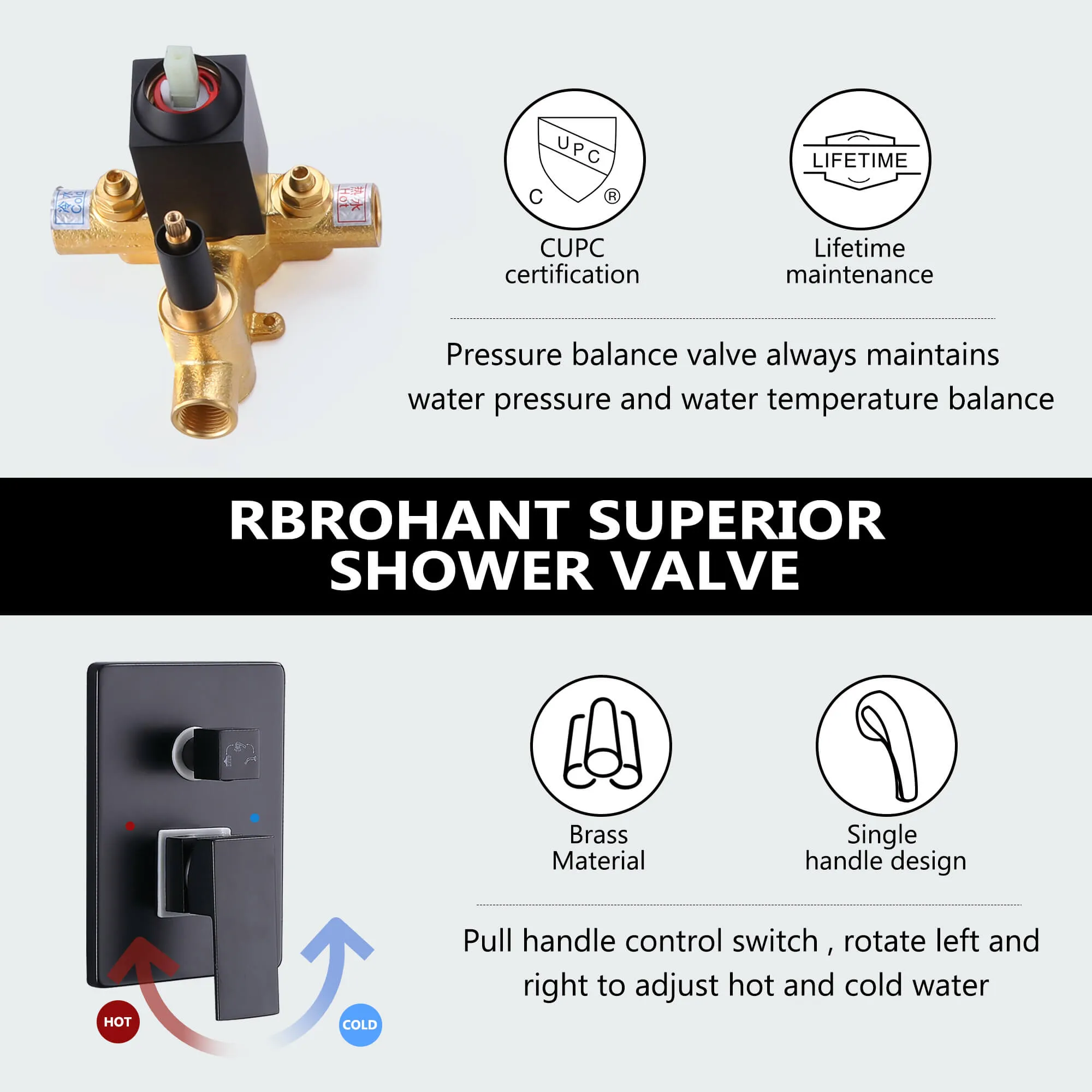 Wall Mount Shower System with Tub Spout and Hand Shower RB1018