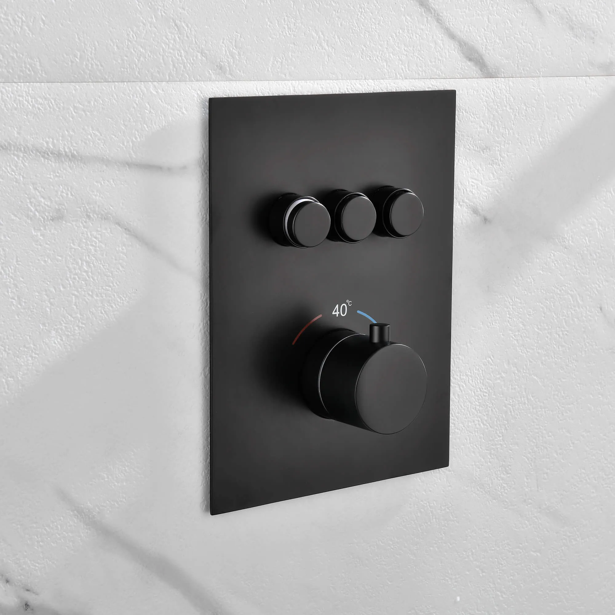 Wall Mount Thermostatic Shower System with Push Button Diverter and Luxury 12’’ Rain Shower Head JK0185