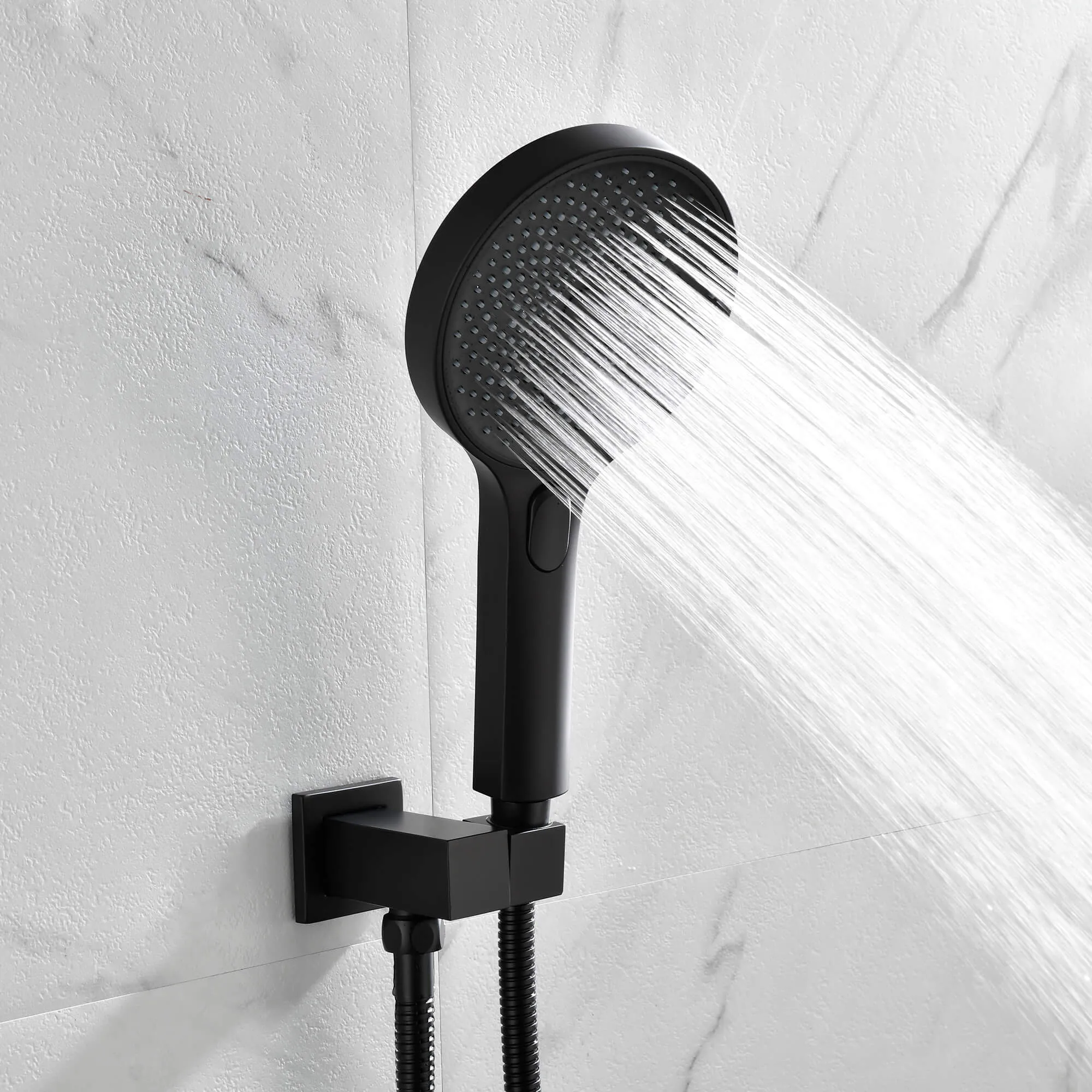Wall Mount Thermostatic Shower System with Push Button Diverter and Luxury 12’’ Rain Shower Head JK0185