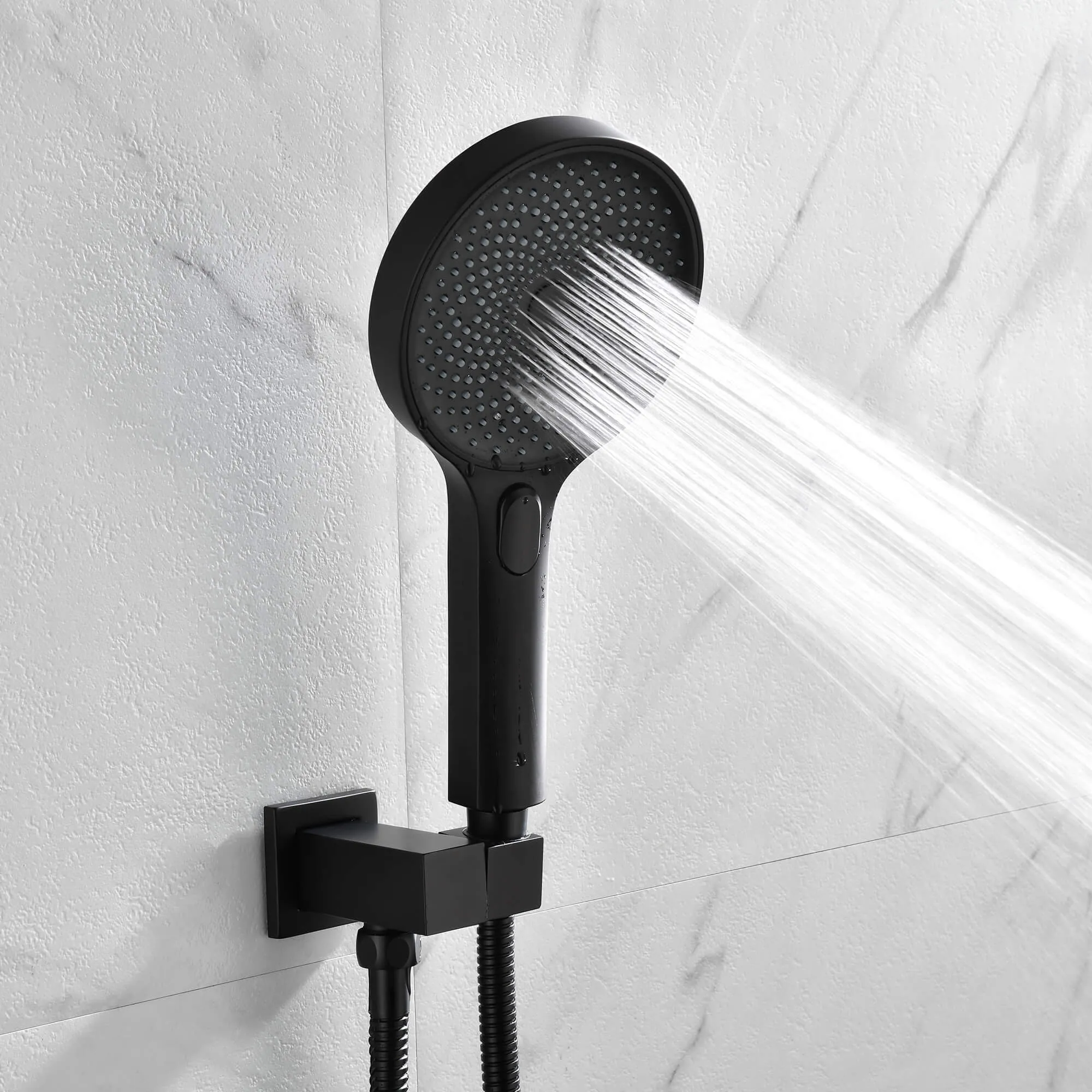 Wall Mount Thermostatic Shower System with Push Button Diverter and Luxury 12’’ Rain Shower Head JK0185