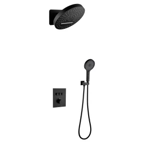 Wall Mount Thermostatic Shower System with Push Button Diverter and Luxury 12’’ Rain Shower Head JK0185