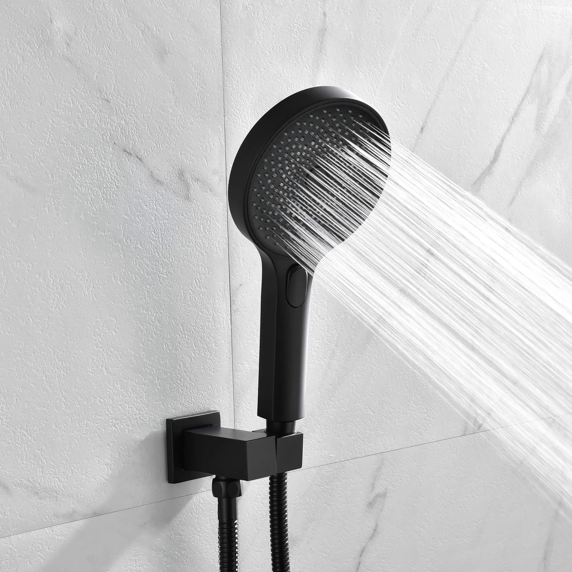Wall Mount Thermostatic Shower System with Push Button Diverter and Luxury 12’’ Rain Shower Head JK0185