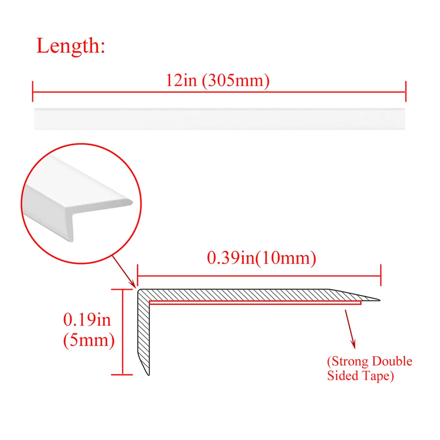 White Peel and Stick Aluminum Tile Edge Trim