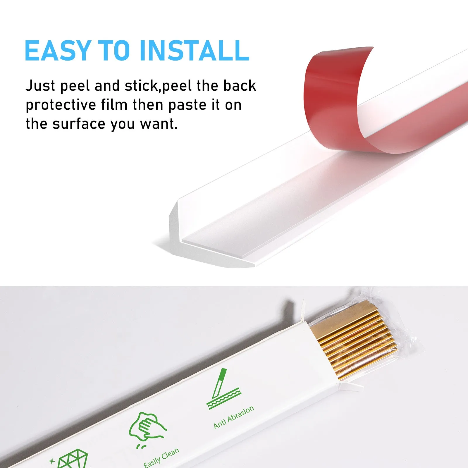 White Peel and Stick Aluminum Tile Edge Trim