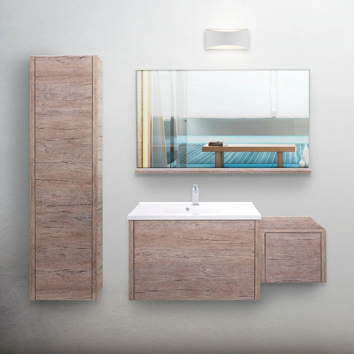 Wood Mirror Shelf, Wall Mount 'OHANA Collection by DAX