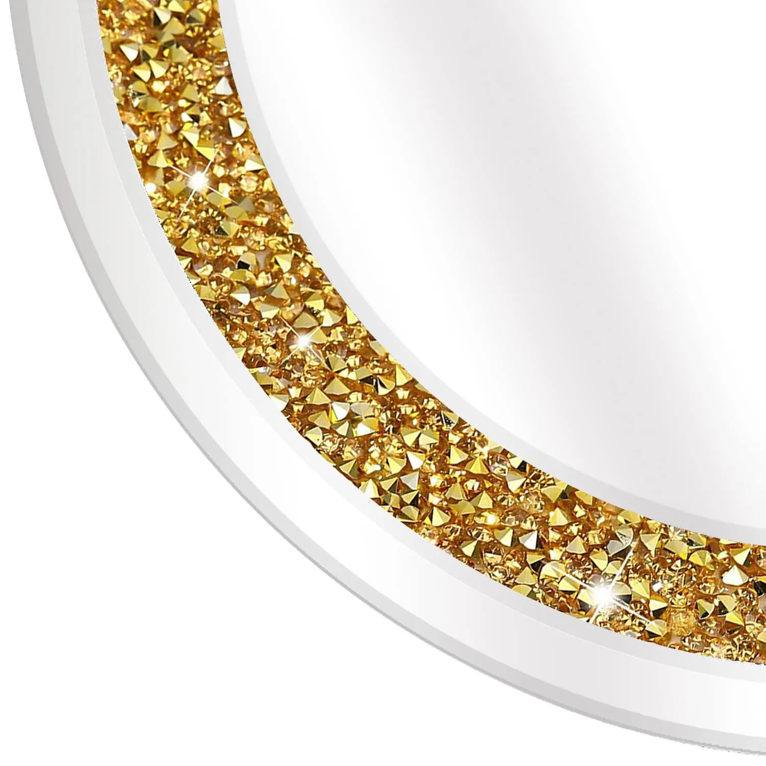 ZOLAPI Round Crystal Rhinestone Diamond Wall Mirror.Brilliant Hand-spliced Glass Mirror.Gold Accent Decorative Mirror for Hallway/Bathroom/Bedroom（20”x20”）